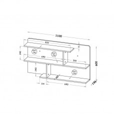 Sienas plaukts ARCA AR12, ozols woton/balts